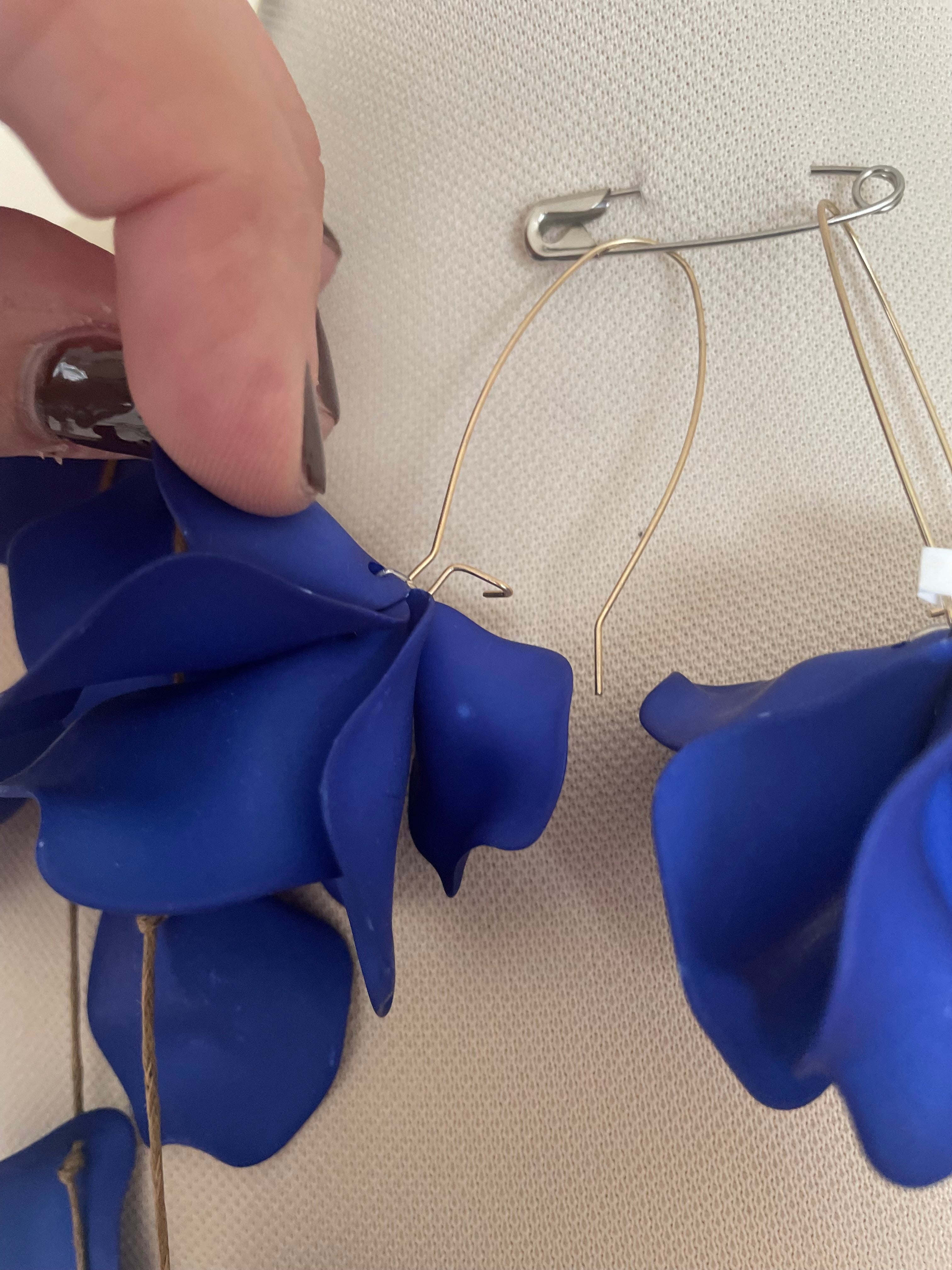 Leaf Drop earrings electric blue