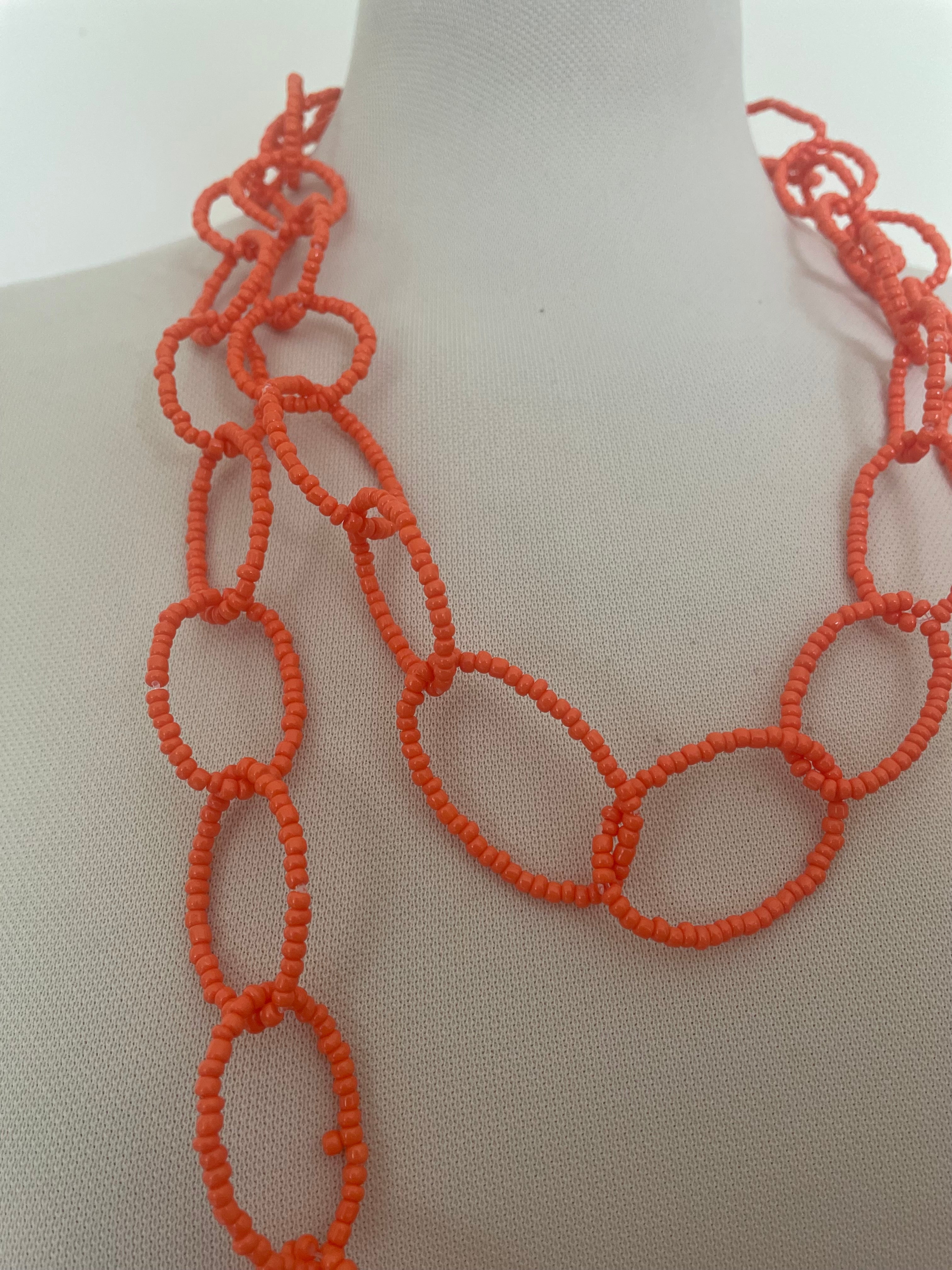 Bead Chain Necklace - Coral