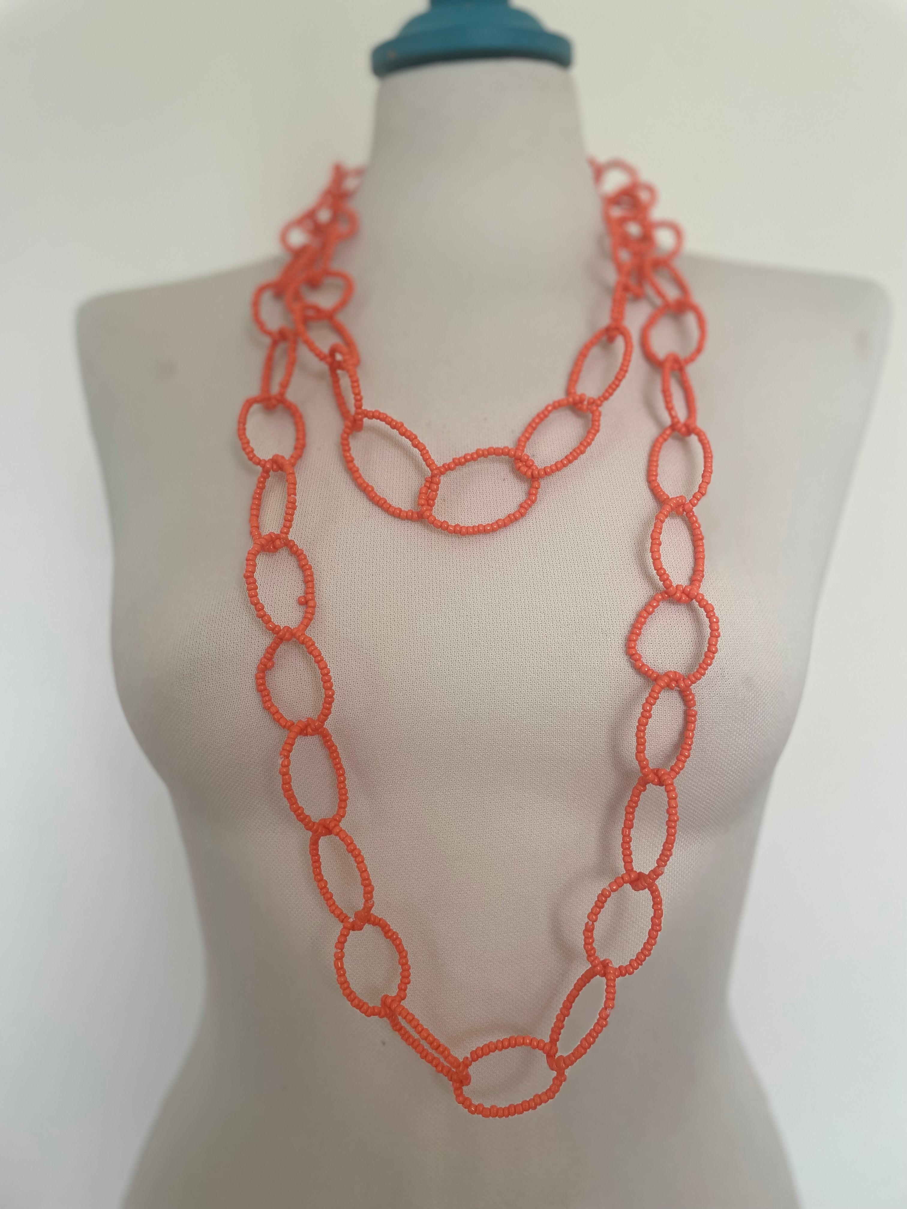 Bead Chain Necklace - Coral