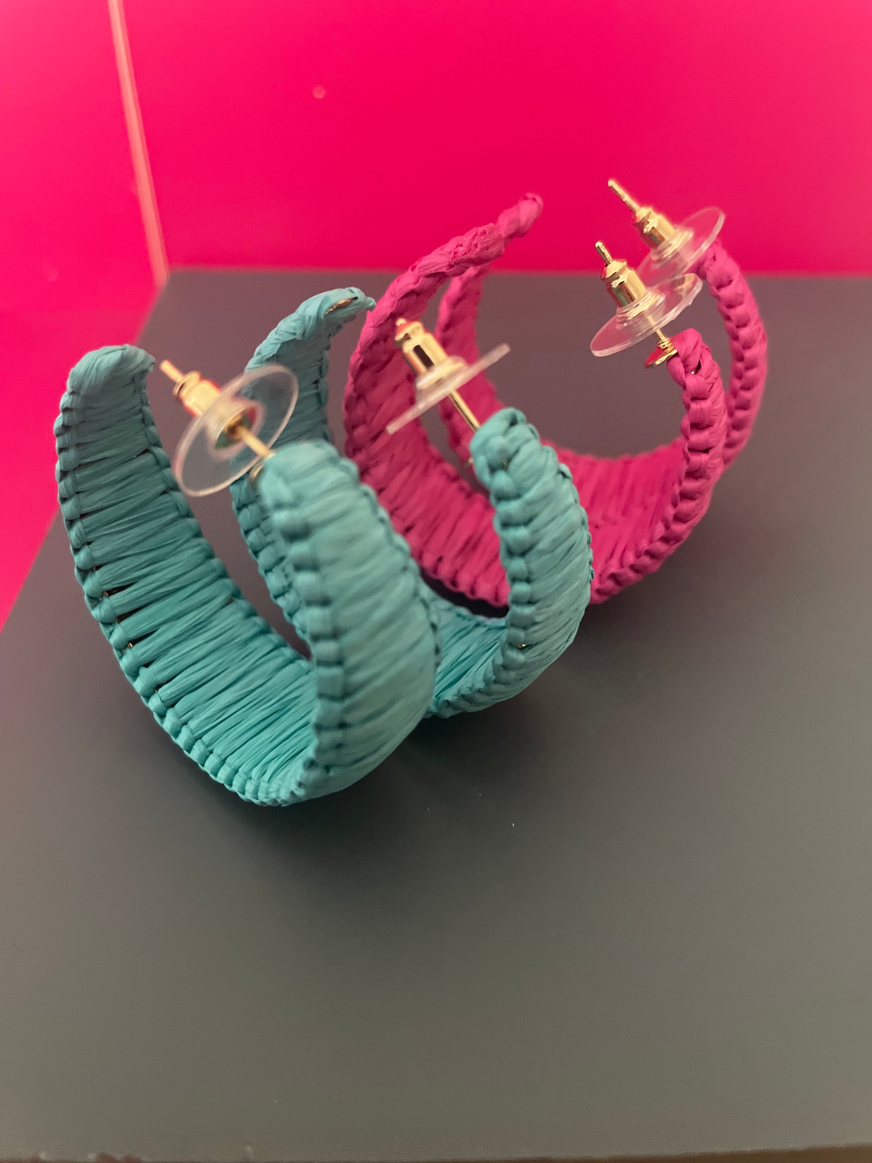 Wrapped Hoop Earrings - Turquoise