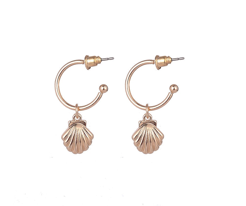 Gold Hoop with Shell Drop Earrings - Liven Boutique
