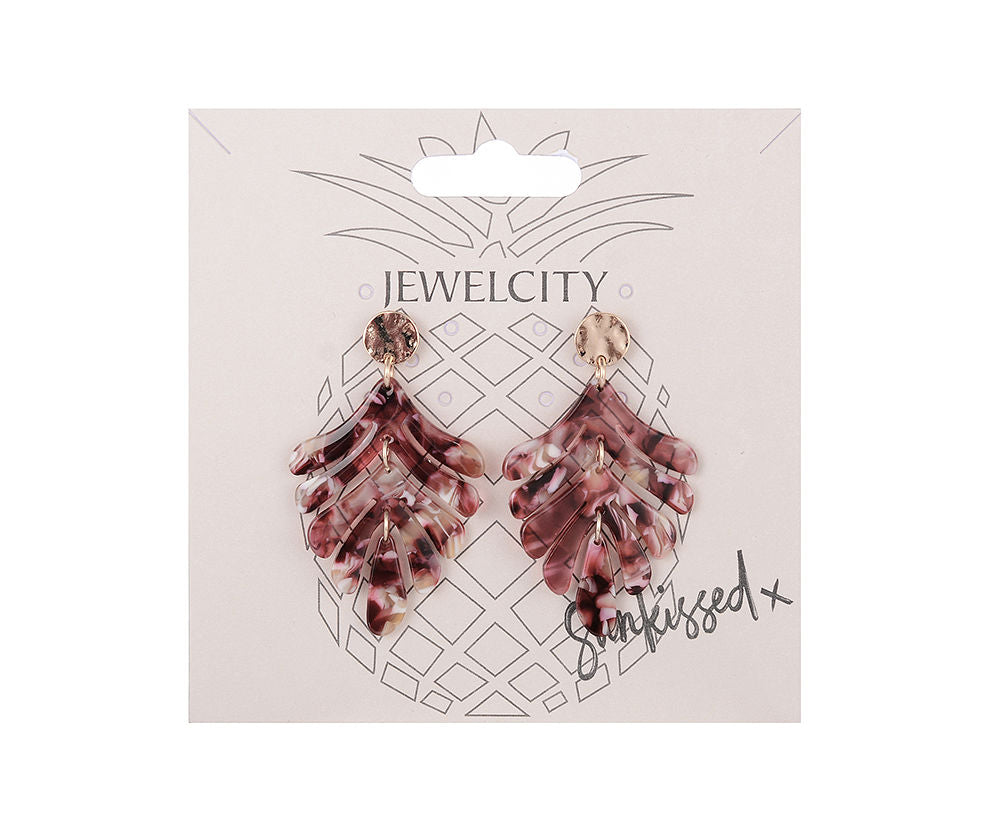 Amethyst Feather Drop Earrings - Liven Boutique