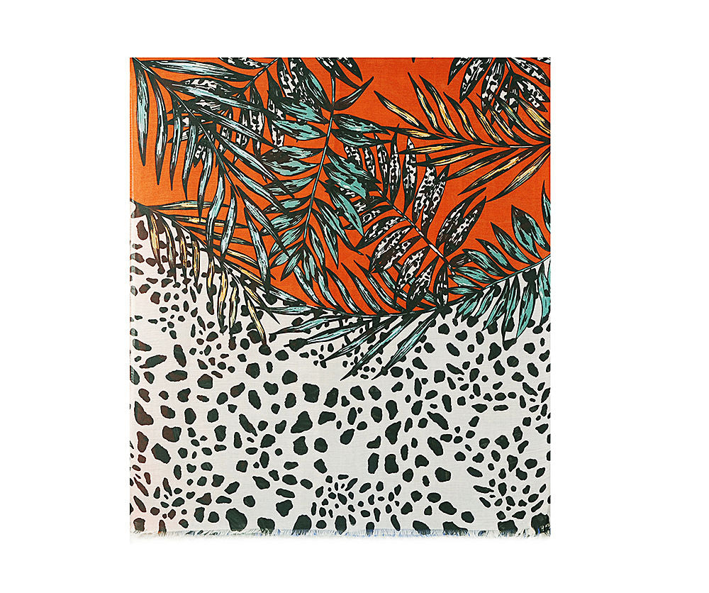 Blue Orange Jungle Print Scarf - Liven Boutique