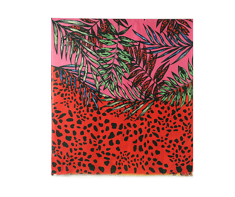 Pink Ochre Jungle Print Scarf - Liven Boutique