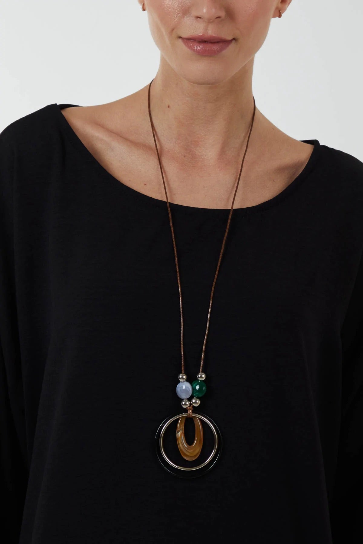 Necklace Longline Tunic Top - Black