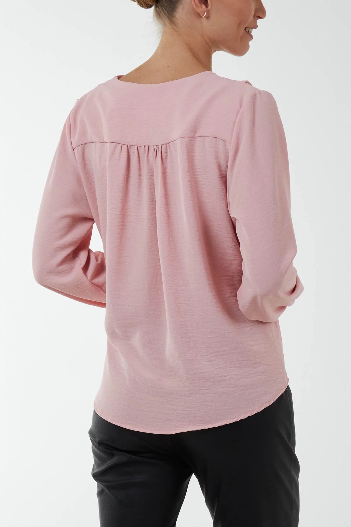 Wrap Front Blouse - Blush Pink