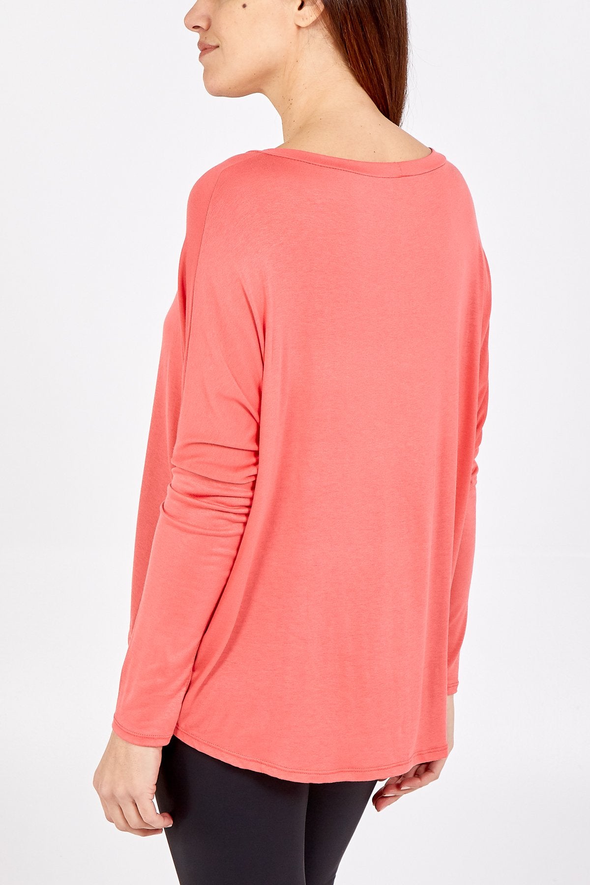 Long Sleeve HiLo Tee - Coral - Liven Boutique