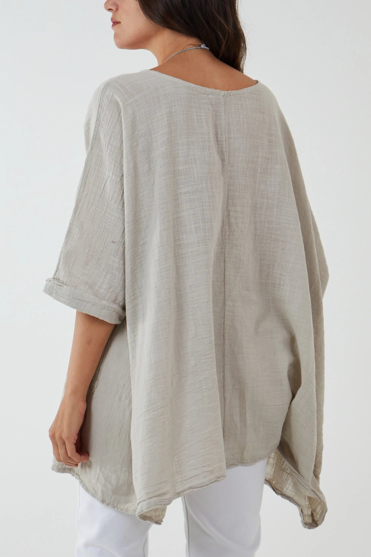 Pearl Oversized Cotton Top - Stone