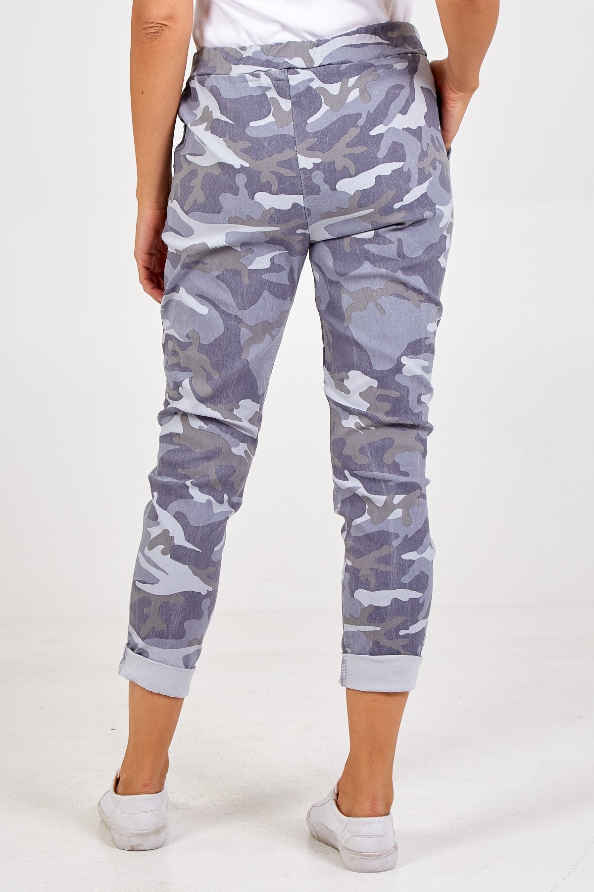Gill Plus Sized Magic Camouflage Trousers - Grey - Liven Boutique