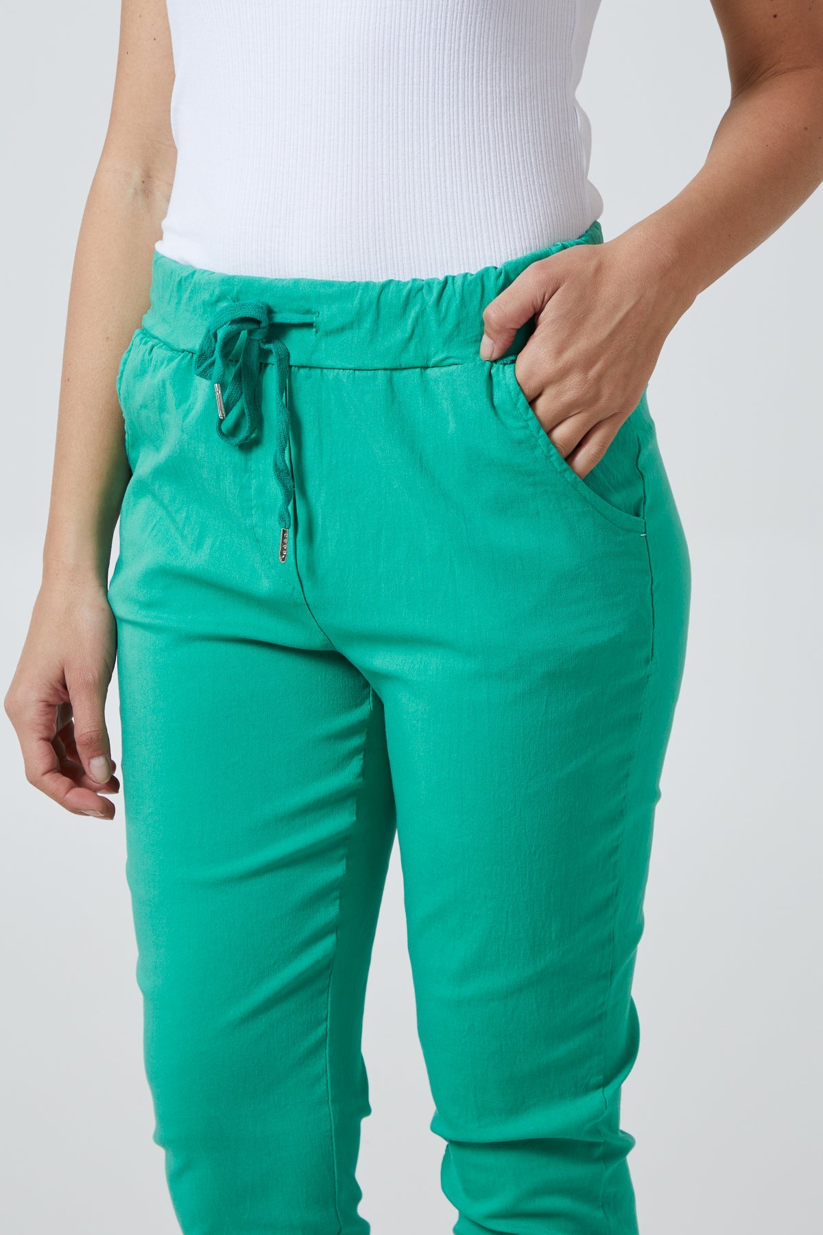 Fizz Plus Size Plain Magic Pants - Green