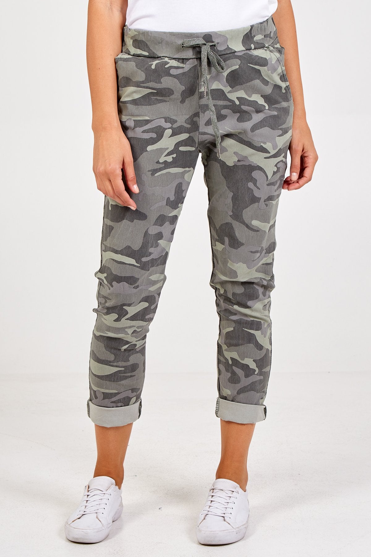 Gill Plus Sized Magic Camouflage Trousers - Khaki - Liven Boutique
