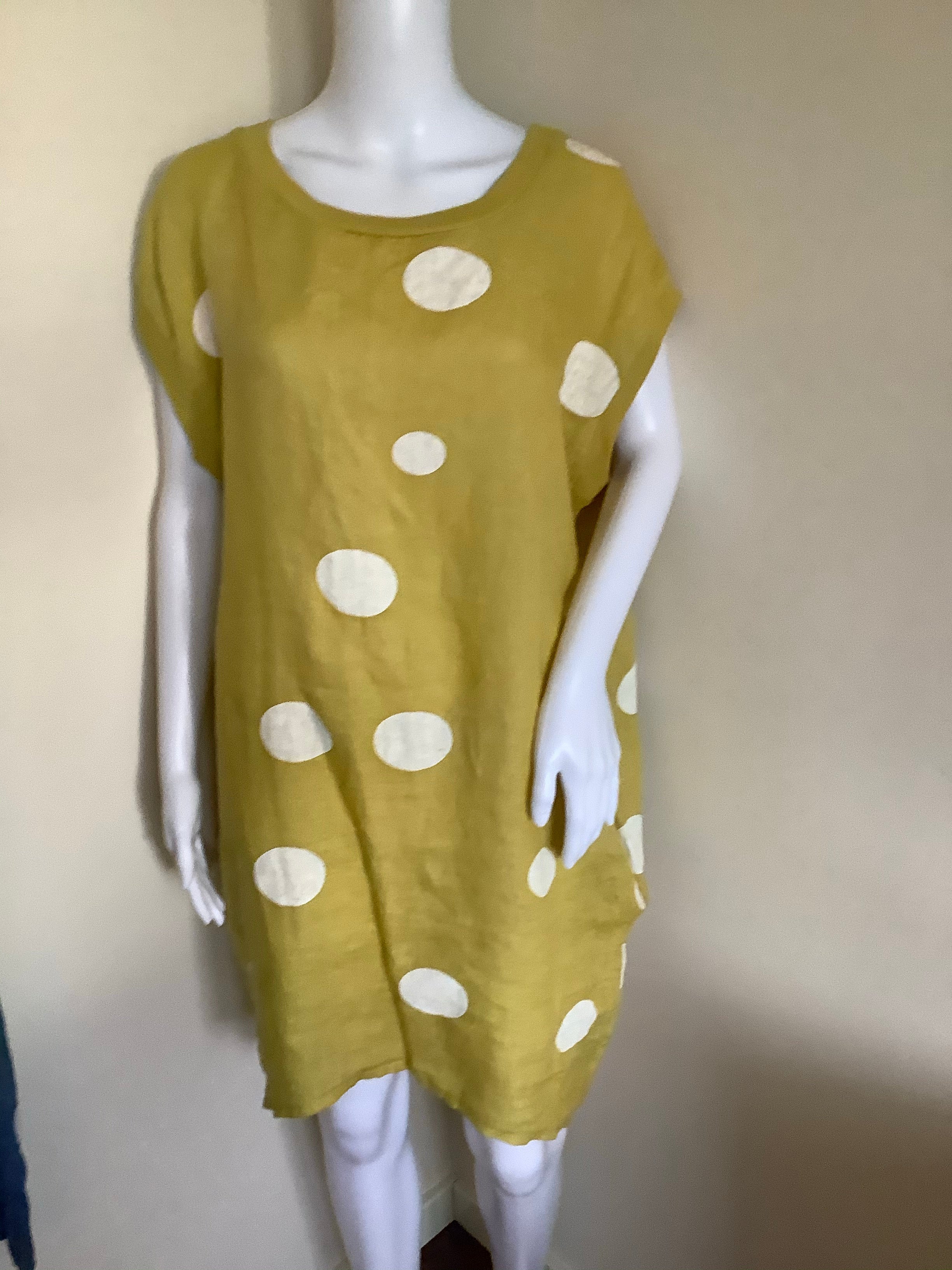 Hari Polka Dot Print Tunic- Mustard - Liven Boutique