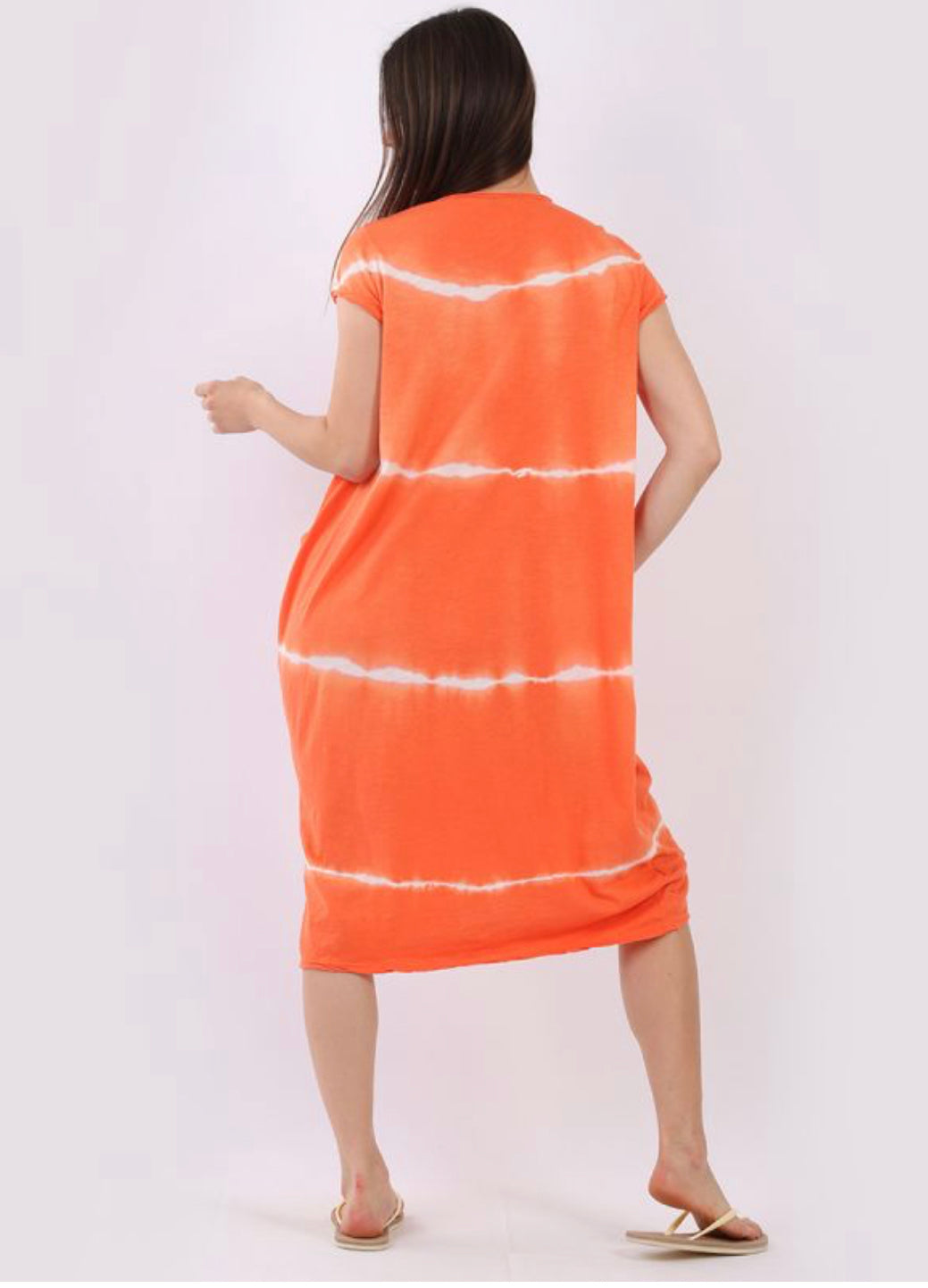 Ruth Tie Dye Cotton Dress - Orange