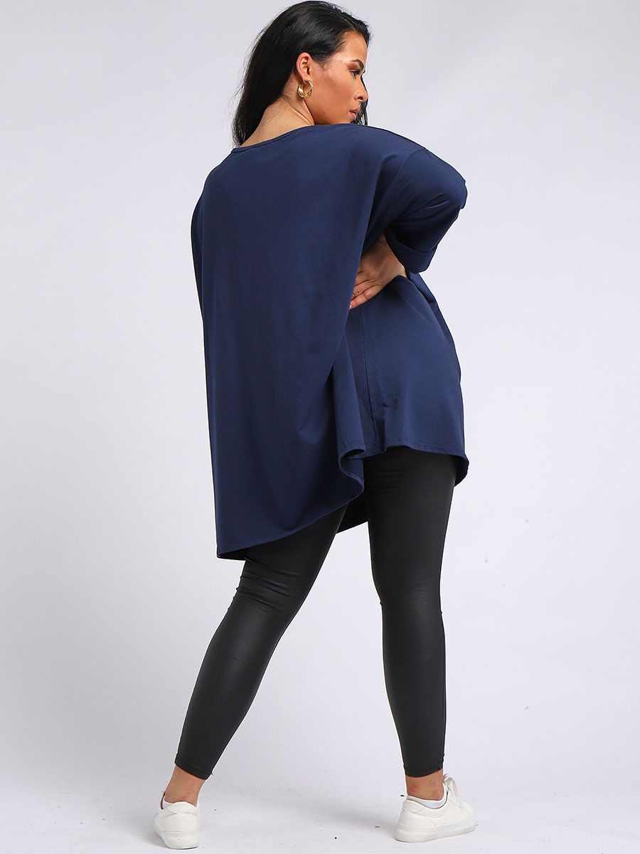 Sequin Star Oversized Sweat Top - Navy - Liven Boutique